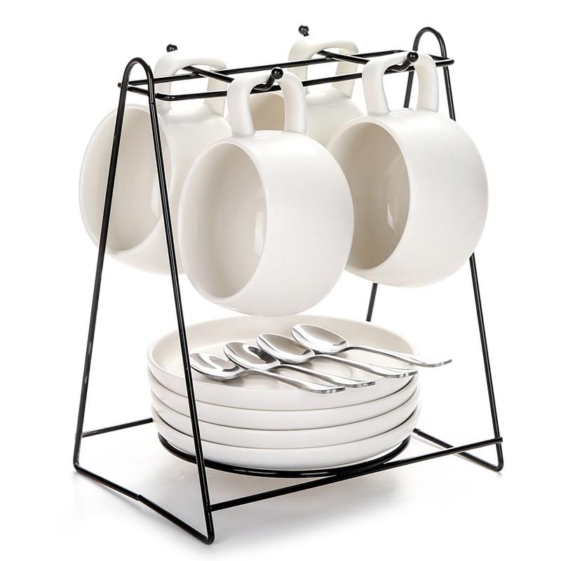 Bộ Cốc Sứ + Đĩa + Muỗng + Giá Đỡ Xinh Xắn Tiện Dụng