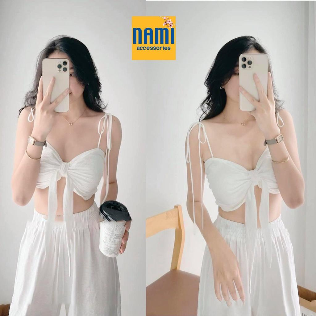 SET ÁO CÚP NGỰC CỘT NƠ KÈM QUẦN SUÔNG CHUN ĐI BIỂN CỰC XINH BAO LUNG LINH XINH XẮN - QANU413