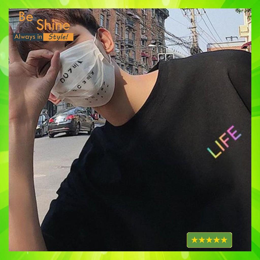 Áo Thun Unisex Form Rộng LIFE Phản Quang Đa Sắc
