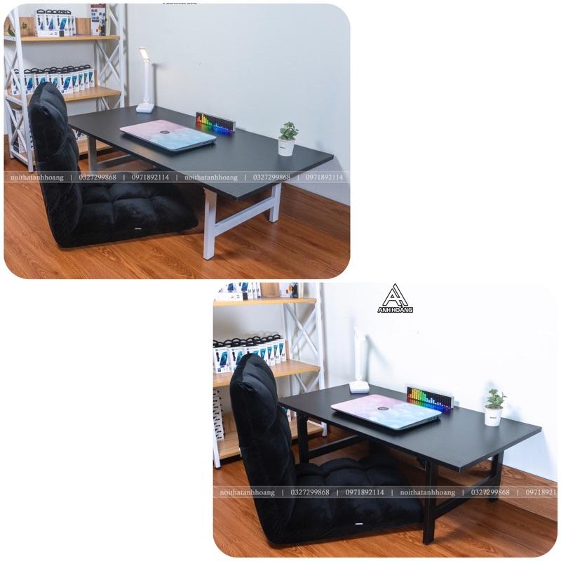 Combo bàn và ghế ngồi bệt gấp gọn lắp sẵn , bàn laptop gỗ ngồi làm việc và ghế tatami - Sồi 1m2 + ghế ghi
