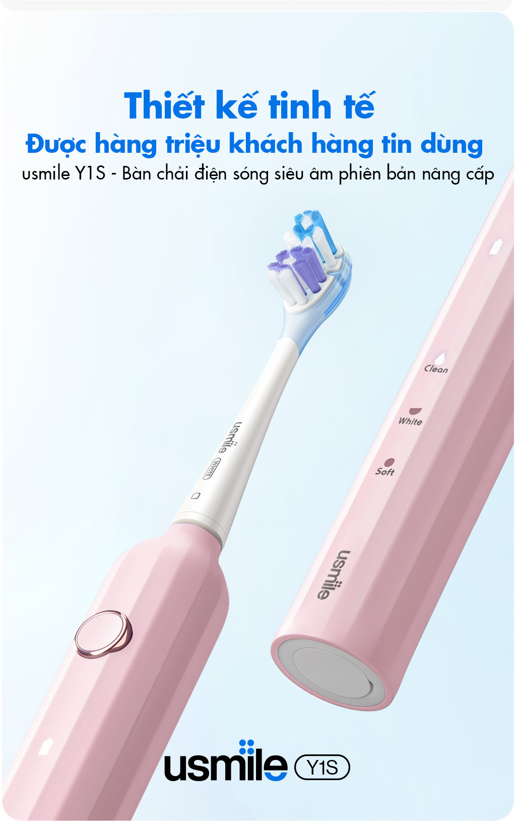 Bàn Chải Điện Sóng Siêu Âm Usmile Y1S (Bản Nâng Cấp) Bản Quốc Tế - Hàng Chính Hãng