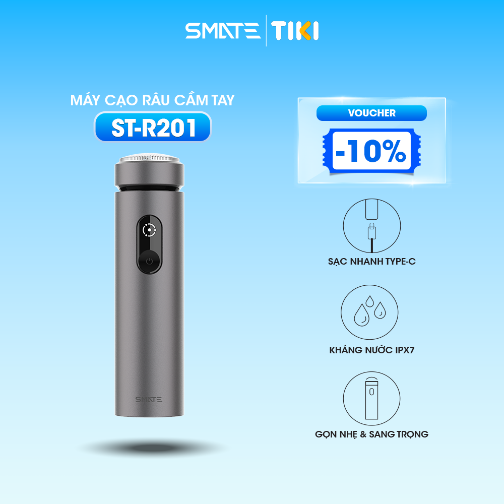 Máy Cạo Râu Cầm Tay Smate St - R201 - Sạc Nhanh Type - C Kháng Nước Ipx7 Màn Hình Lcd Cao Cấp Bảo Vệ Da Mặt Chất Liệu Kim Loại Sang Trọng