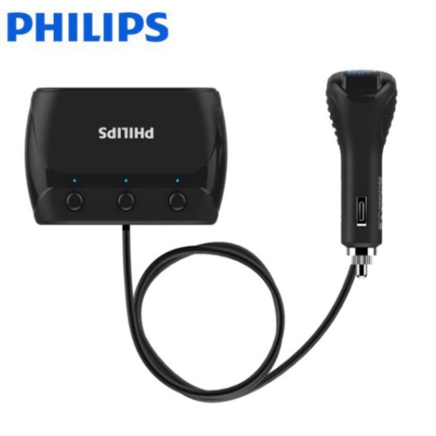 Bộ chia tẩu sạc ô tô cao cấp Philips DLP2019 - Hàng nhập khẩu