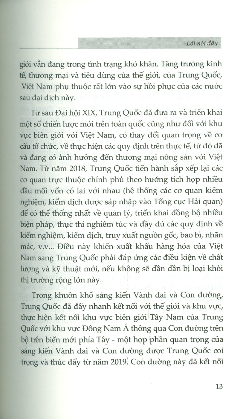 Thương Mại Nông Sản Giữa Việt Nam Và Trung Quốc Trong Bối Cảnh Mới (Sách chuyên khảo) - TS. Nguyễn Thị Phương Hoa (Chủ biên)