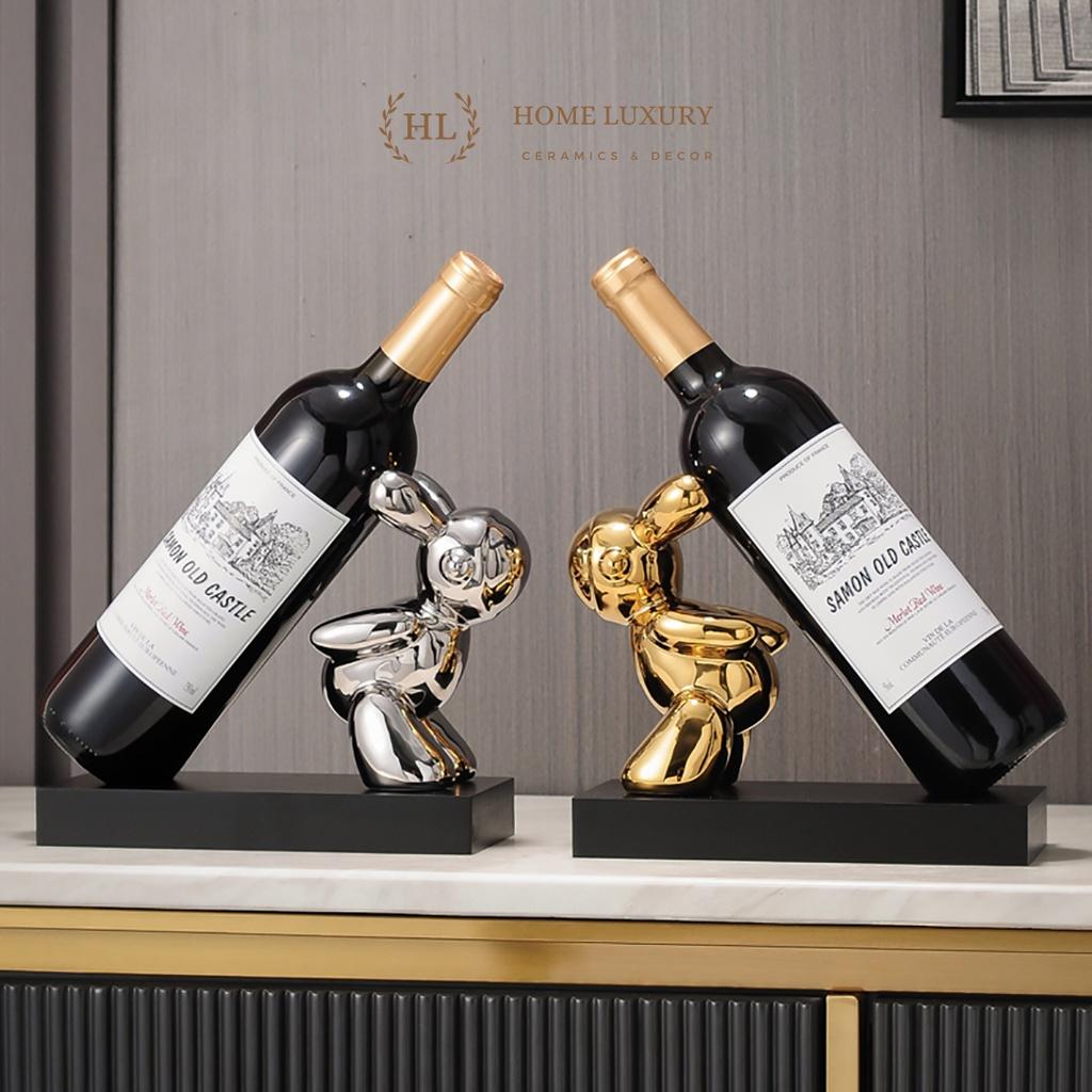 Kệ để chai rượu vang | Kệ Rượu | Giá để chai rượu Decor hình Thỏ Bearick - Voi Truck