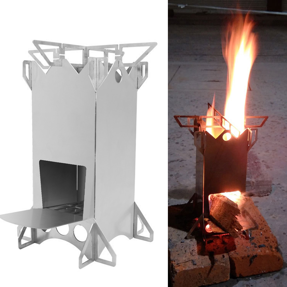 Lò Đốt Gỗ Dạng Bệ Phóng Tên Lửa Bằng Thép Không Gỉ Có Thể Gấp Lại