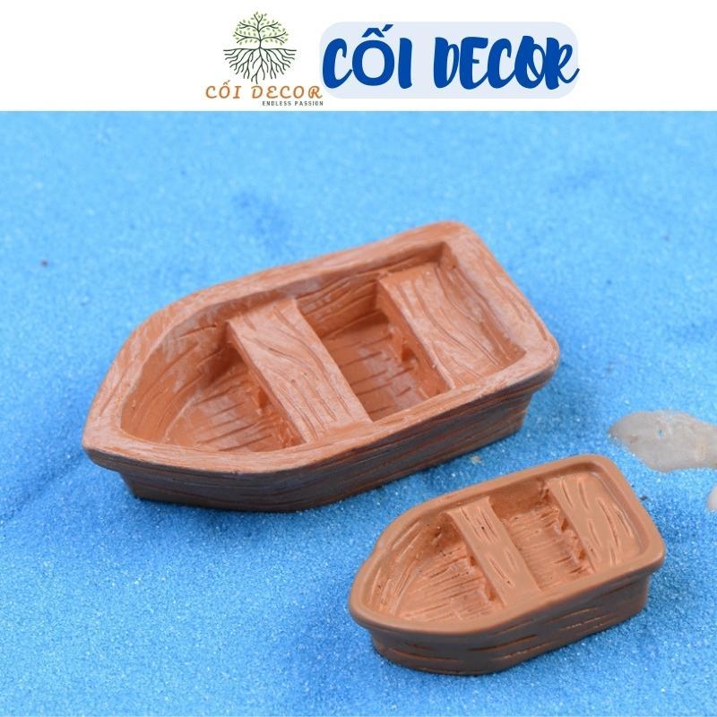 Tiểu cảnh mini ️ Mô hình thuyền gỗ trang trí tiểu cảnh, sen đá, sân vườn, terrarium