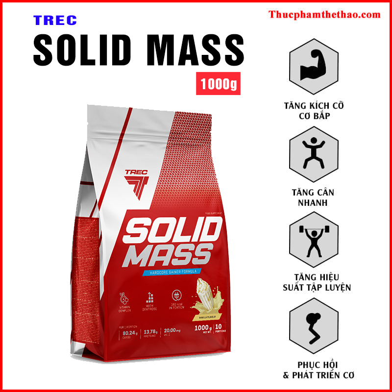 Sữa Tăng Cân Solid Mass - Nhiều Mùi Vị - Thương Hiệu Trec Nutrition