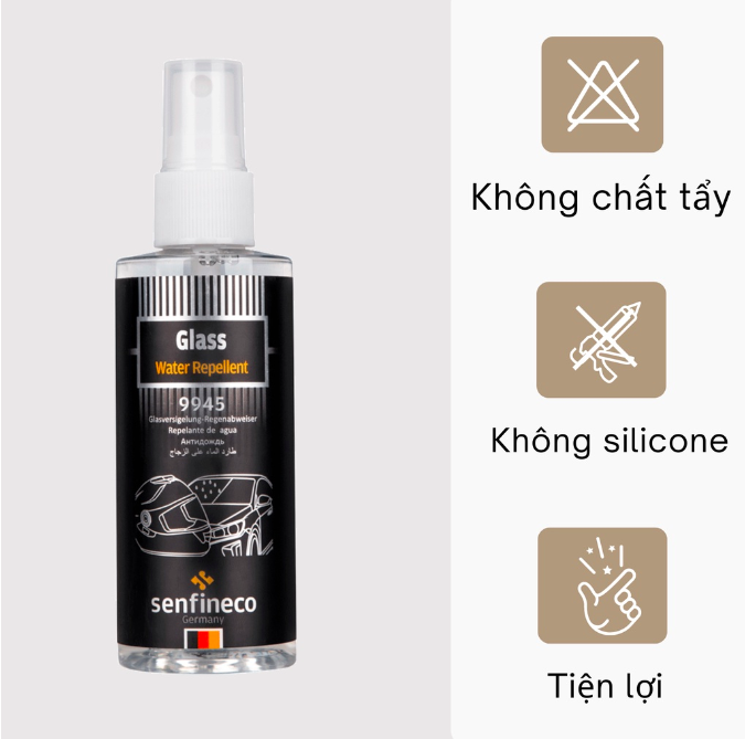 Bình xịt nano chống bám nước ô tô Senfineco 9945 chính hãng dung tích 100ml - Phụ kiện nội thất ô tô