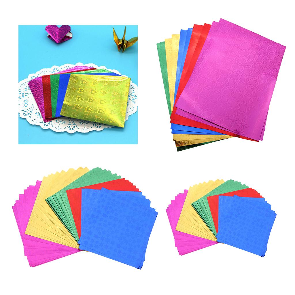 Colorful Folding Hologram Origami Paper for Kids DIY Craft 50pcs 15x15cm