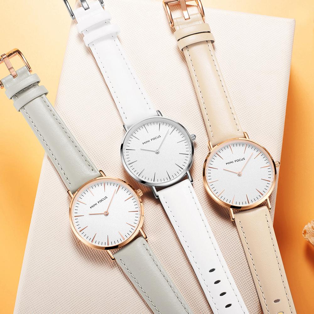 Đồng hồ thời trang nữ với dây da chống thấm nước 3ATM dành cho doanh nhân MINI FOCUS Women Quartz
