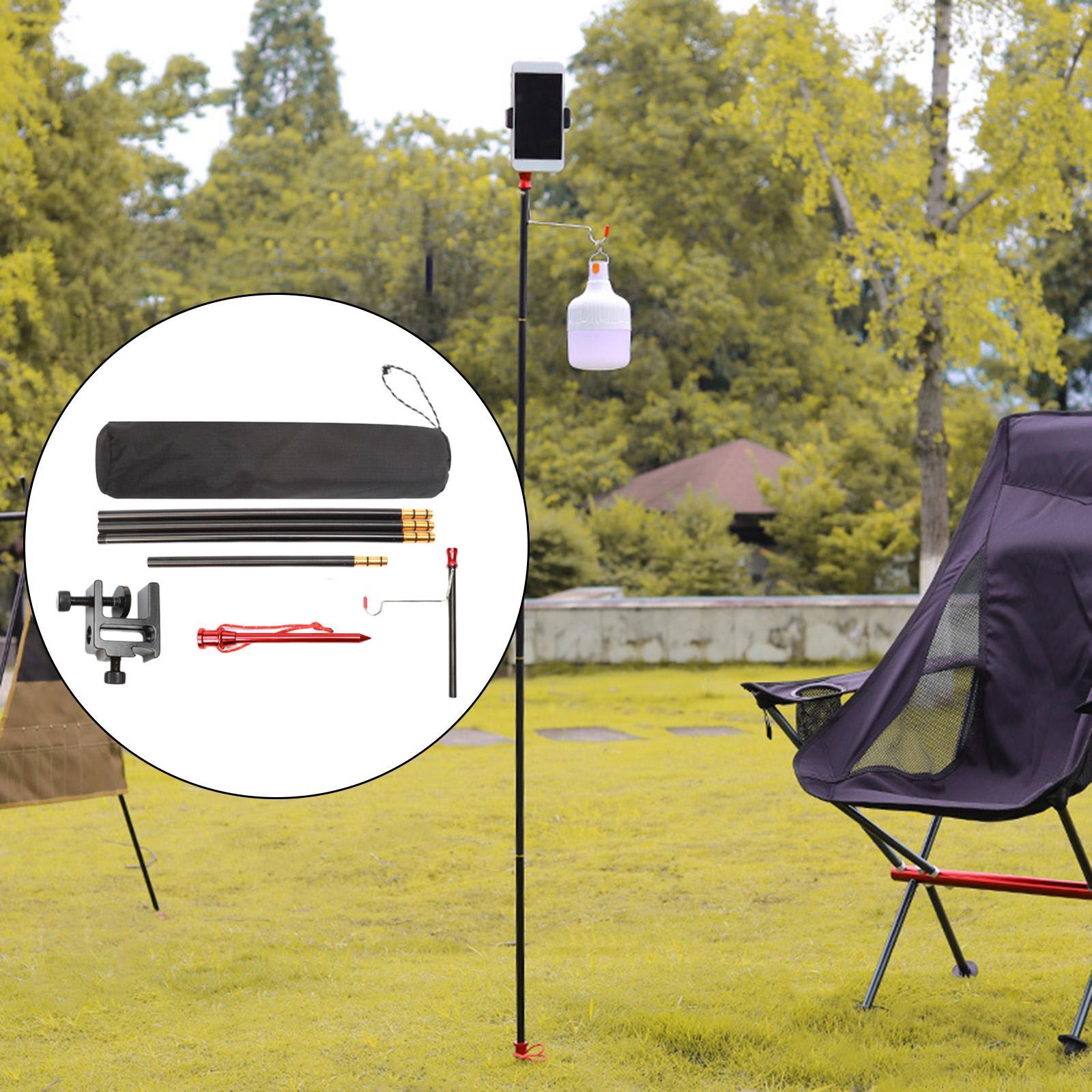 Camping Lantern Stand Aluminum Alloy Hanging Tent Light Holder Collapsible Bracket Outdoor Lamp Pole Post for Traveling Fishing Picnic BBQ