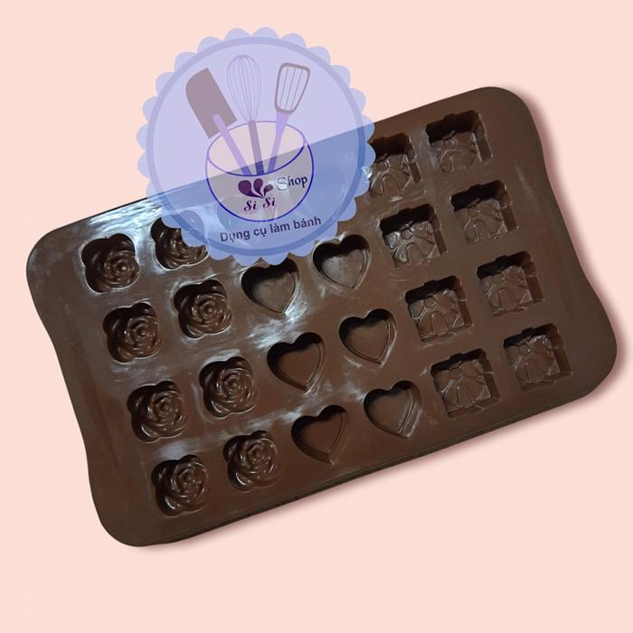 Khuôn silicon 3 mẫu đổ rau câu, đổ socola