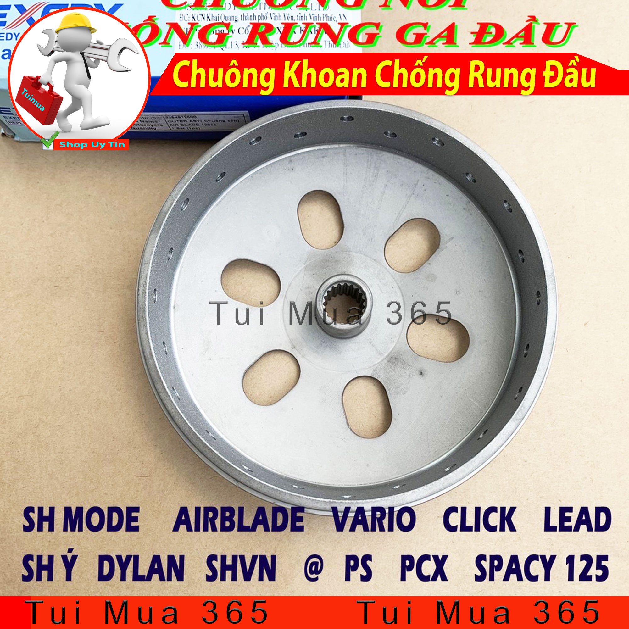 Chuông Nồi Sau Khoan Độ dành cho xe Air Blade 125, Vario, Click 125, PCX, SH Mode