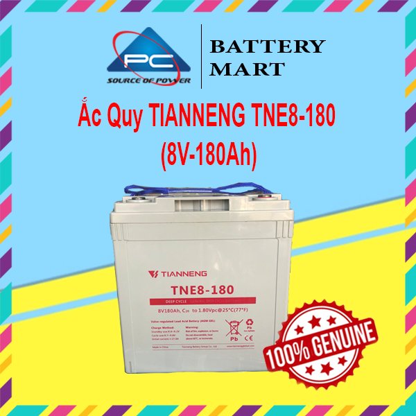 Ắc Quy Thiên Năng Tianneng TNE8-180C (8V - 180Ah),  ắc quy dùng cho xe điện, xe golf, xe chà sàn