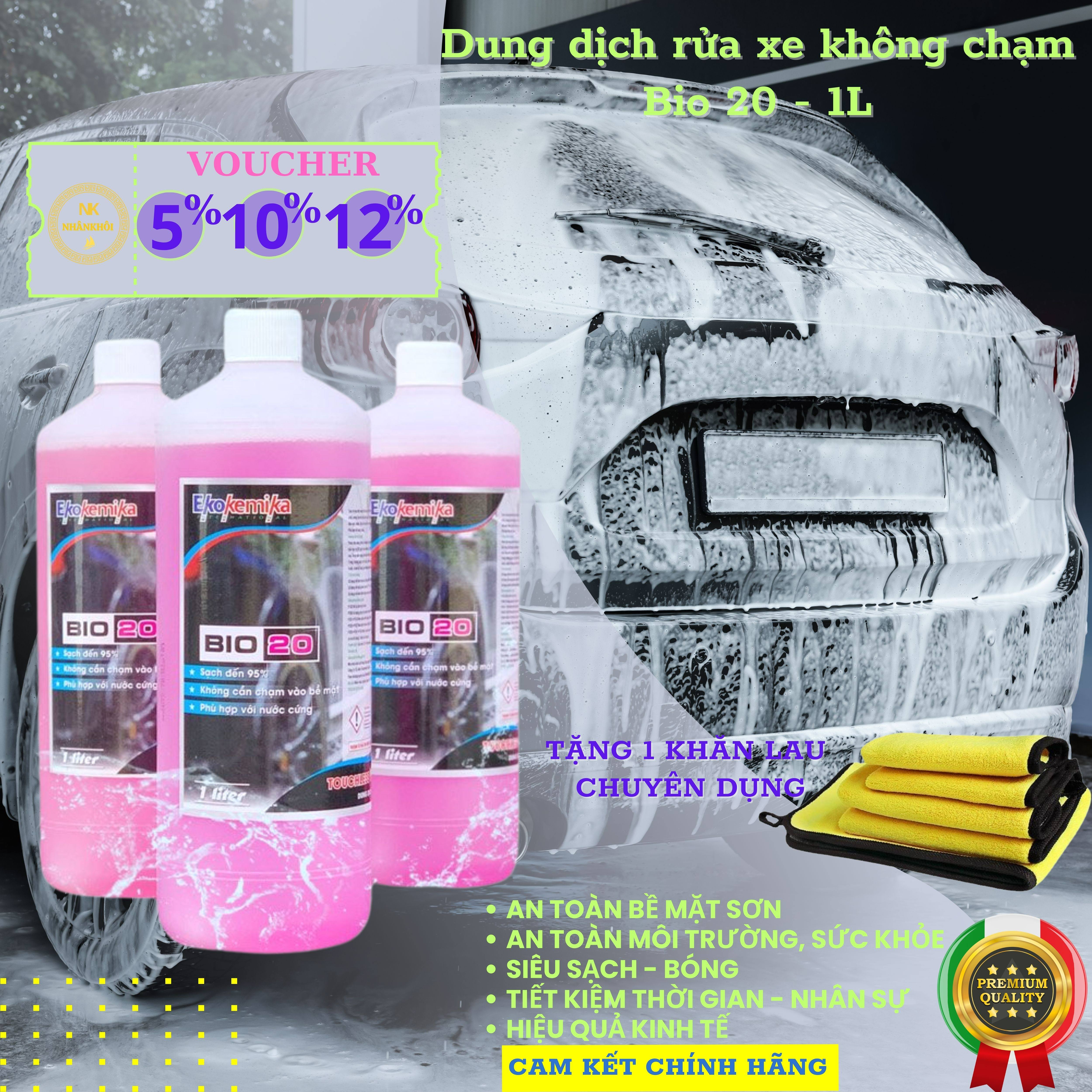 Bio 20 - 1 lít - Dung dịch rửa xe không chạm - Nước rửa xe bọt tuyết - Ekokemika