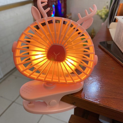 Quạt kẹp hình thú mini fan có led, kẹp bàn hoặc xe đẩy và đèn ngủ cho bé (mẫu ngẫu nhiên) - HT06