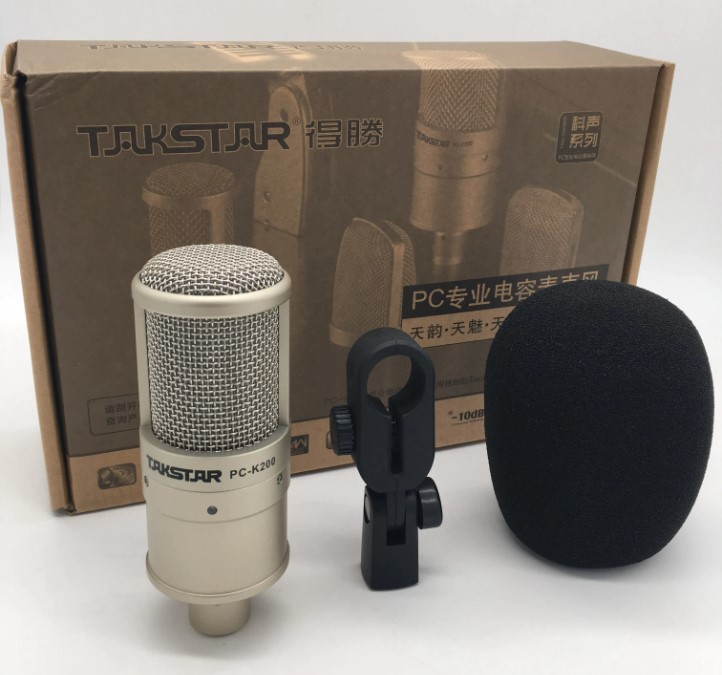 COMBO Bộ Mic Thu Âm Livestream Mic Pc K200, Sound k10, Dây livestream tốt, Chân Kẹp Míc, Màng Lọc Âm