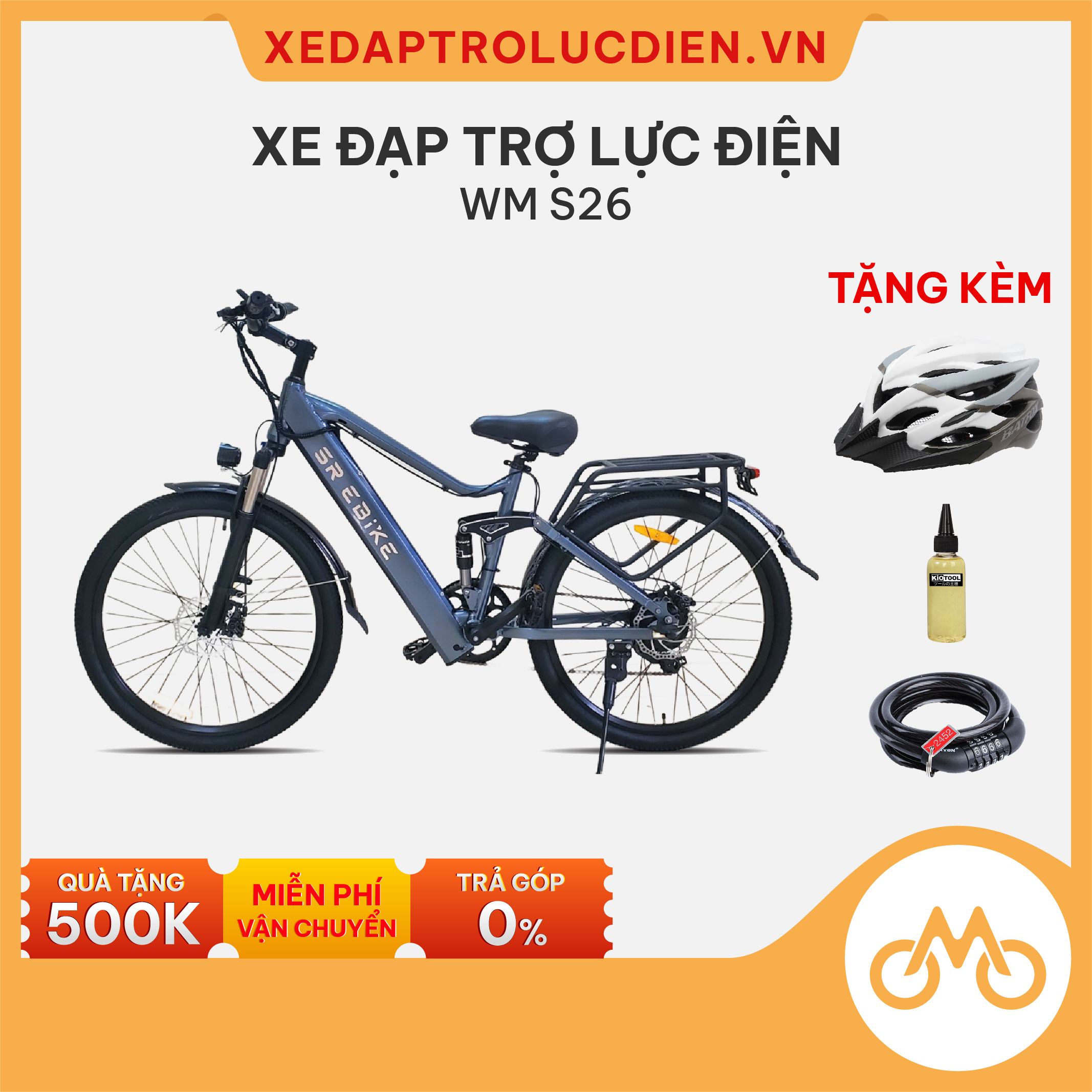 Xe đạp trợ lực điện WM S26 Giá  Ưu đãi  Dịch vụ tốt nhất - Xám