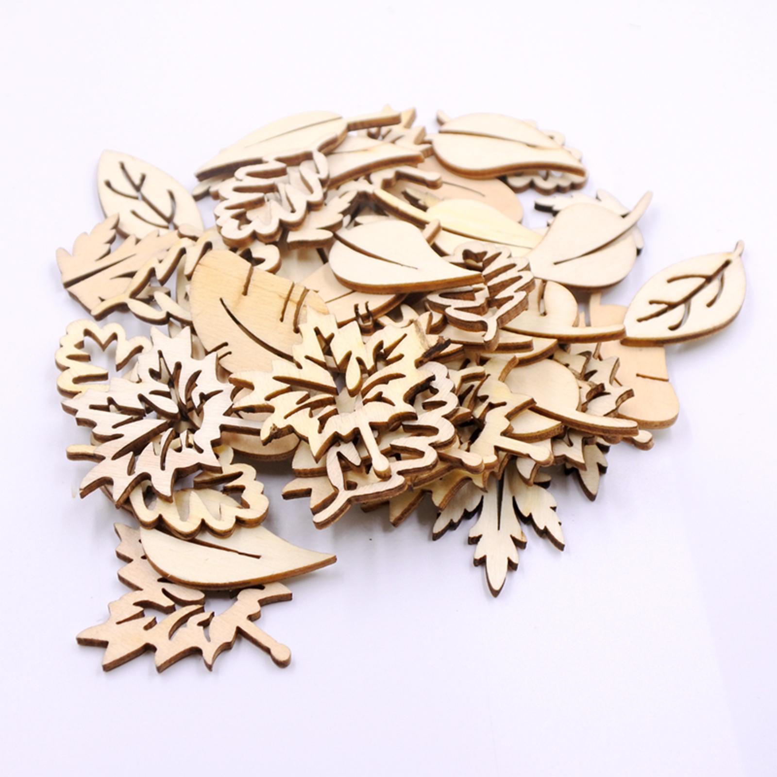 50 Pieces Unfinished   Slices Wooden Home Wedding Ornaments Discs