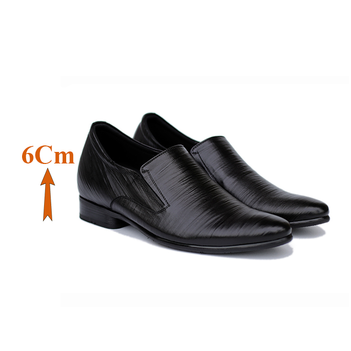 Giày Độn Nam T&TRA Tăng Cao 6Cm- S952 Đen Sọc- Chất Liệu Da Bò Cao Cấp, Đế Cao Su Ghép, Phần Tăng Cao Ẩn Bên Trong