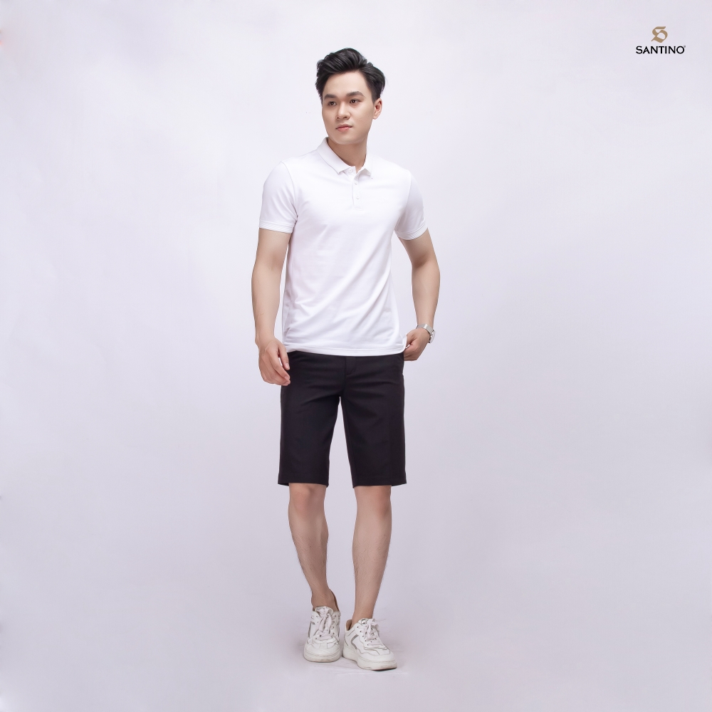 Áo Polo nam trơn SANTINO, Cotton Cá Sấu, kháng khuẩn chống nhăn, chống tia UV - E011