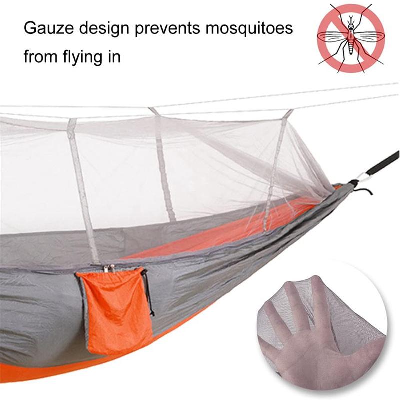 Đôi Nylon 210T Chống Muỗi Vải Dù Trên Không Lều Cắm Trại Ngoài Trời Muỗi Lưới Võng Ngủ Xoay
