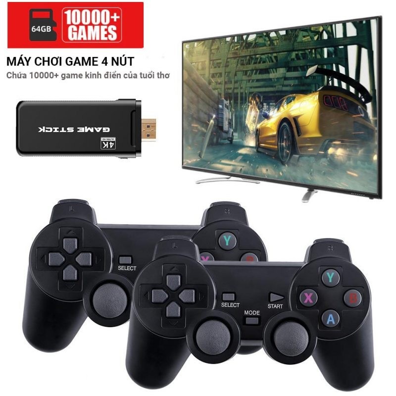 Máy Chơi Game 4 Nút HDMI 64gb - 10.000 Trò Chơi Cổ Điển 4 Nút