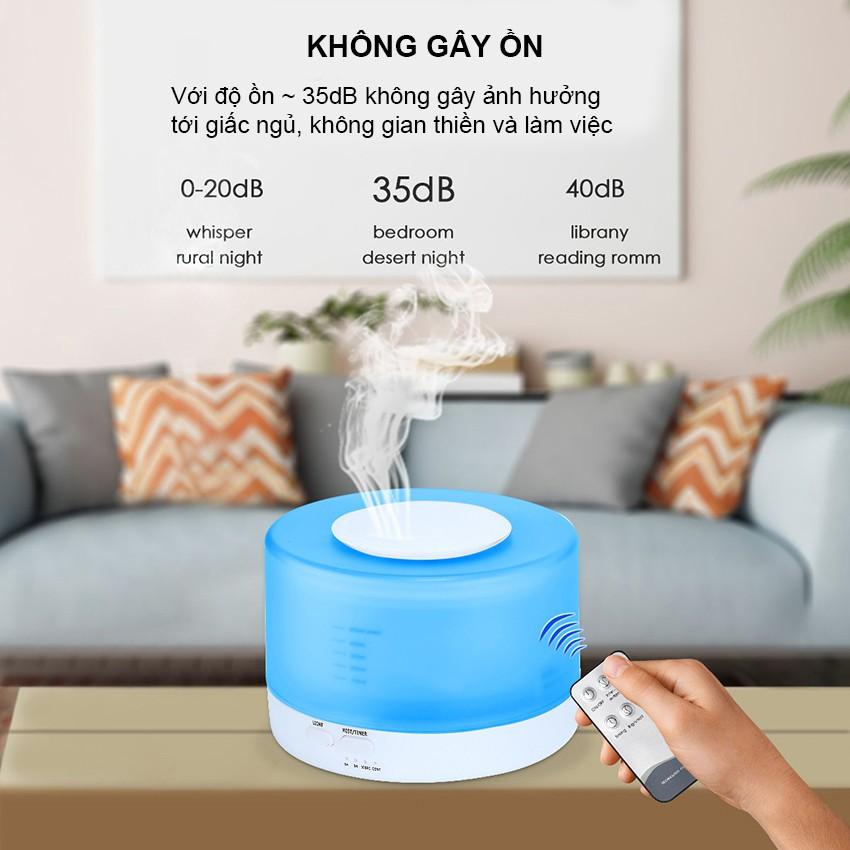 Máy khuếch tán tinh dầu trụ trắng 500ml I có remote điều khiển từ xa