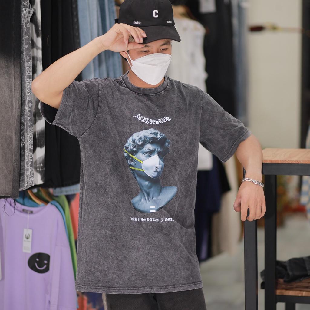 Áo thun loang đen nam nữ tay lỡ chất liệu cotton 100% cao cấp phối dáng unisex