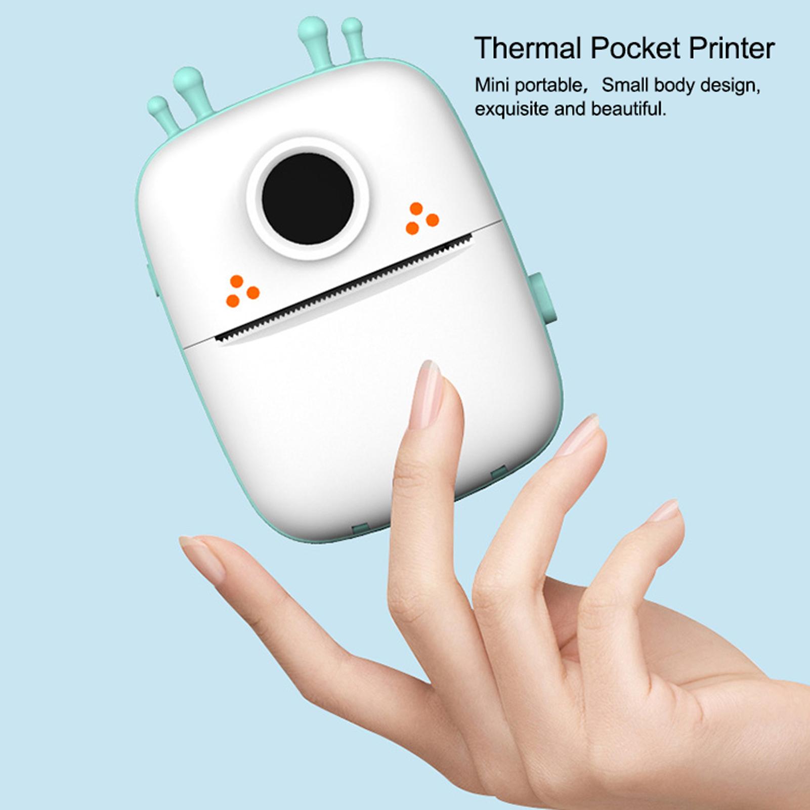 Mini Portable Printer BT Wireless Photo Printer Mobile Printer 200dpi for Receipt Memo Note Sticker Label List with 1