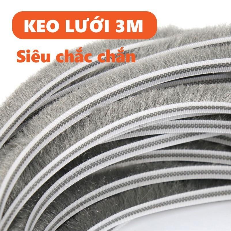 Gioăng lông nheo đế dán 7mm lông cao 12mm dán khung cửa cách âm chống ồn Gioăng Nỉ cao cấp - 0.5 Mét