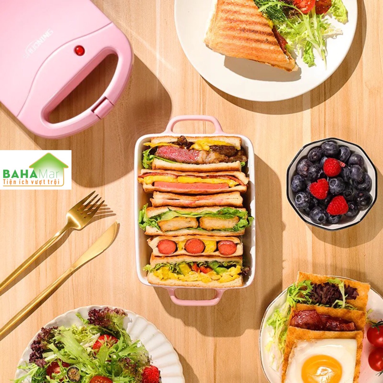 MÁY ĐA NĂNG CHỐNG DÍNH LÀM NÓNG 2 MẶT NƯỚNG BÁNH SANDWICH, TRỨNG, BÍT TẾT,… "BAHAMAR" để có bữa sáng chất lượng chỉ mất có 5 phút