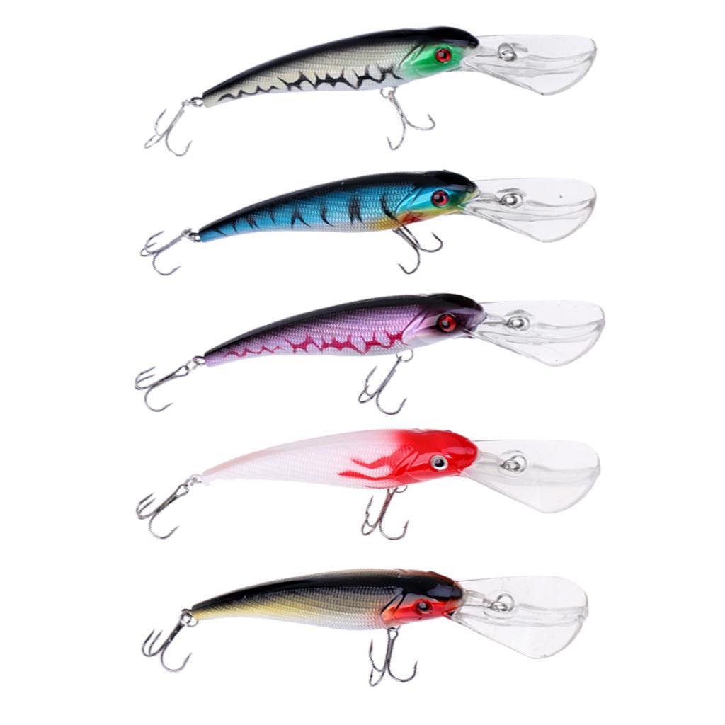 5pcs Plastic Minnow Fishing Lures Bass Crankbait Kit Saltwater/Freshwater Fishing Diving Lure Fishing Tackle Hooks Crankbait Hard Minnow Baits