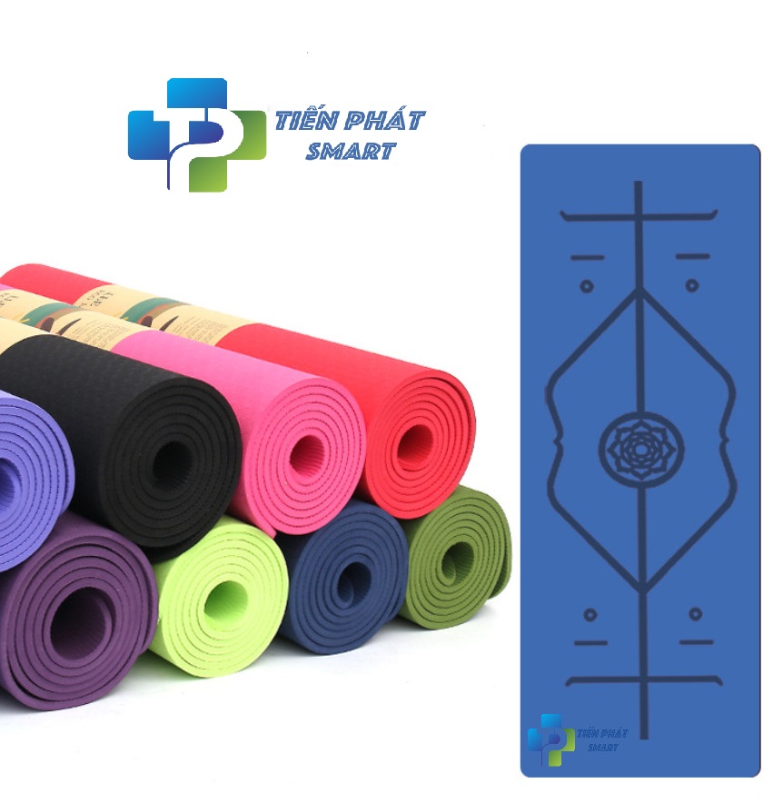 Thảm yoga định tuyến 6mm 1 lớp TPE(Tặng túi lưới đựng và dây buộc)-CHÍNH HÃNG TIẾN PHÁT SMART