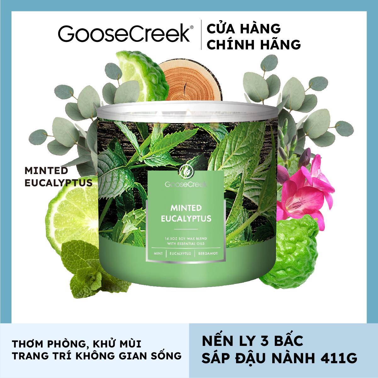 Nến ly 3 bấc sáp đậu nành Goose Creek - Minted Eucalyptus