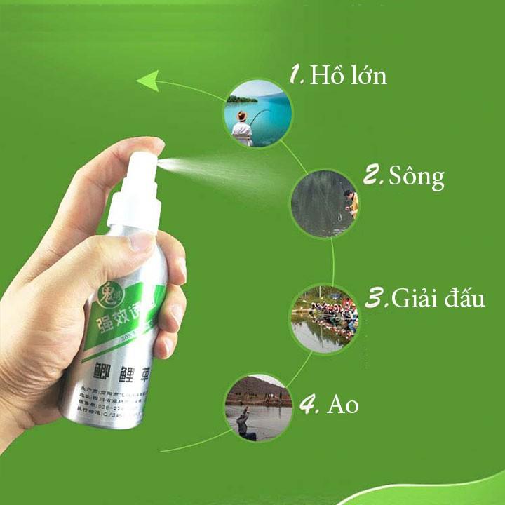 Bình xịt dụ cá tinh chất tự nhiên hương thảo mộc, dụ cá rô phi, chép, trắm, trôi