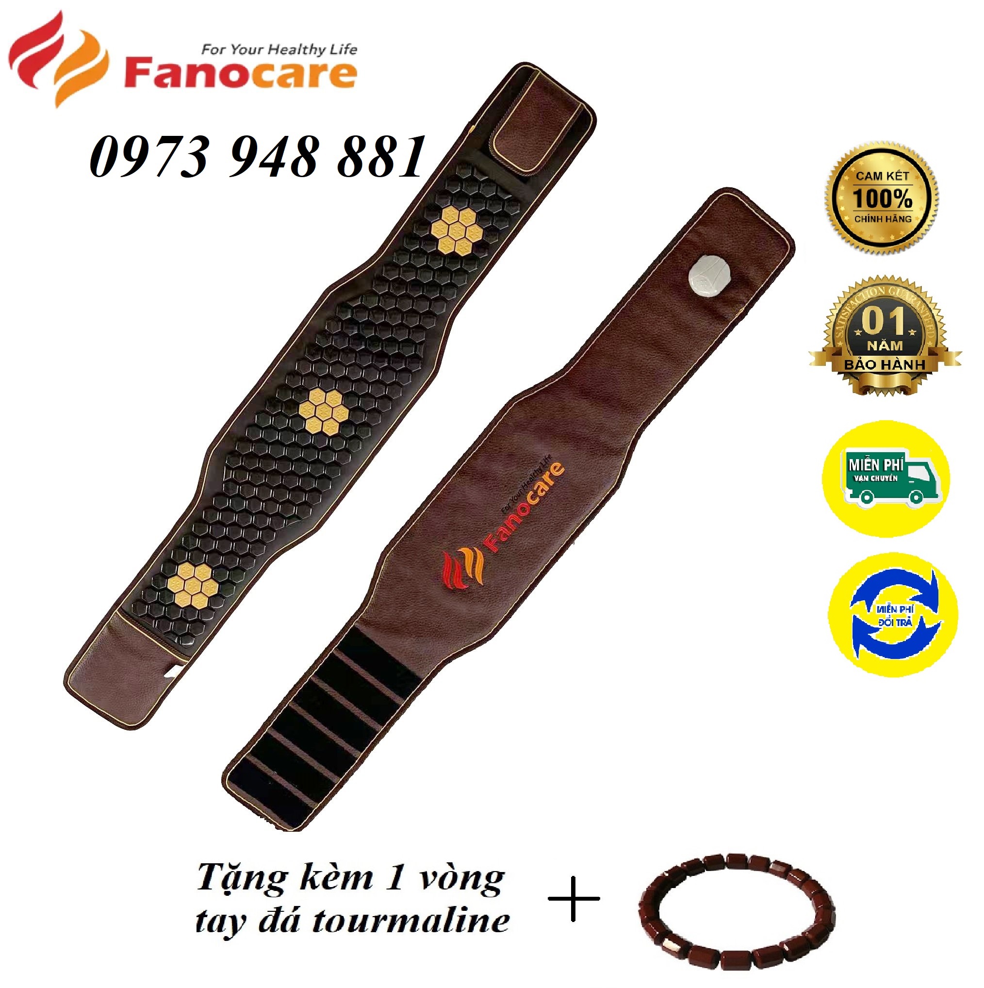 Đai đá nhiệt nóng tourmaline giúp giảm  đau lưng, cột sống, thoát vị đĩa đệm FN04