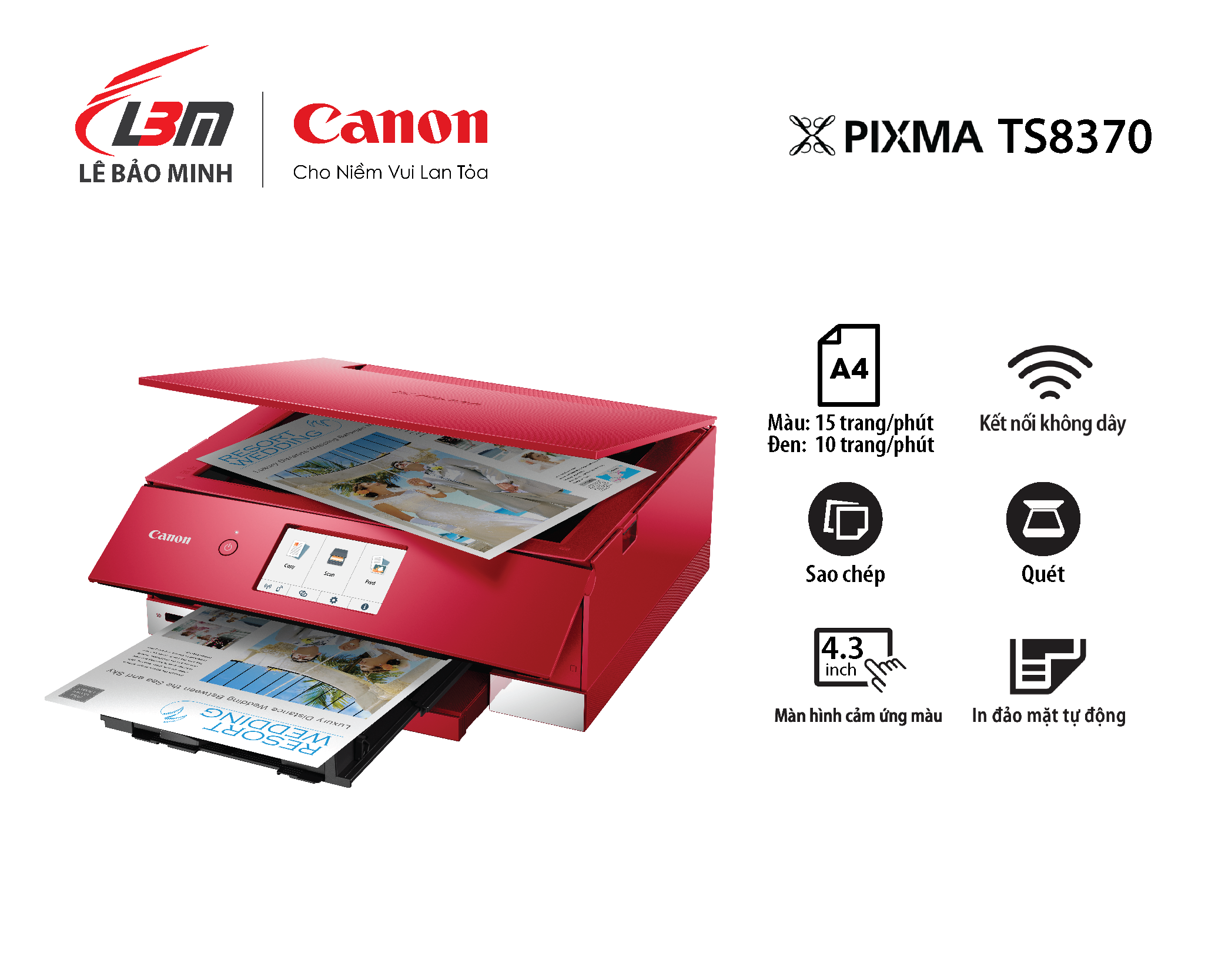 Máy in phun đa chức năng Canon TS8370- Hàng chính hãng