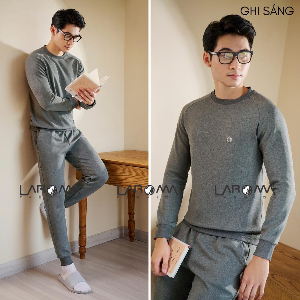 Bộ Quần Áo Nỉ Thu Đông Cổ Chui Laroma Cho Nam | Sọc Đơn - Giữ Ấm - Vải Thơm - Kháng Khuẩn