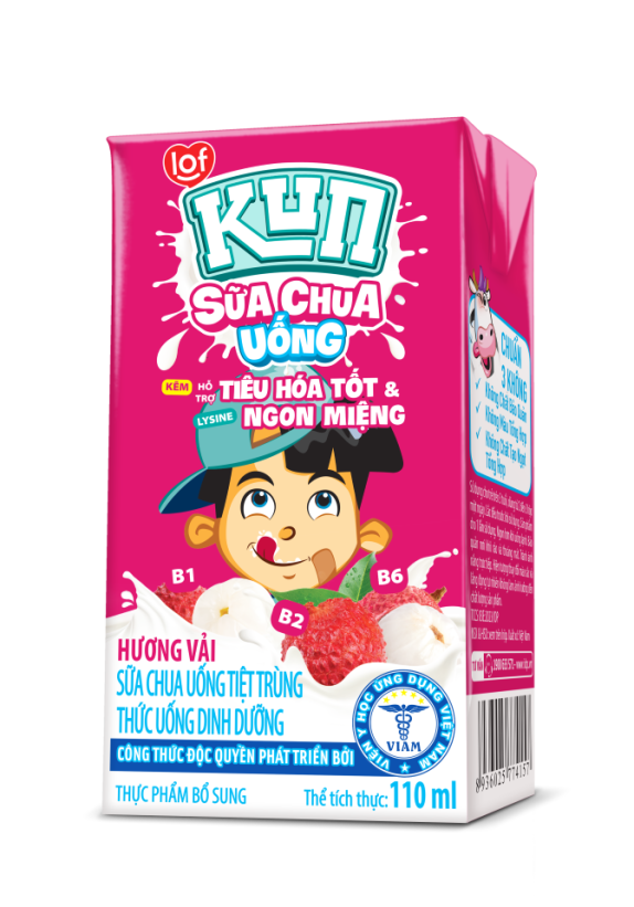 Kun sữa chua uống hương vải thùng 48 hộp x110ml