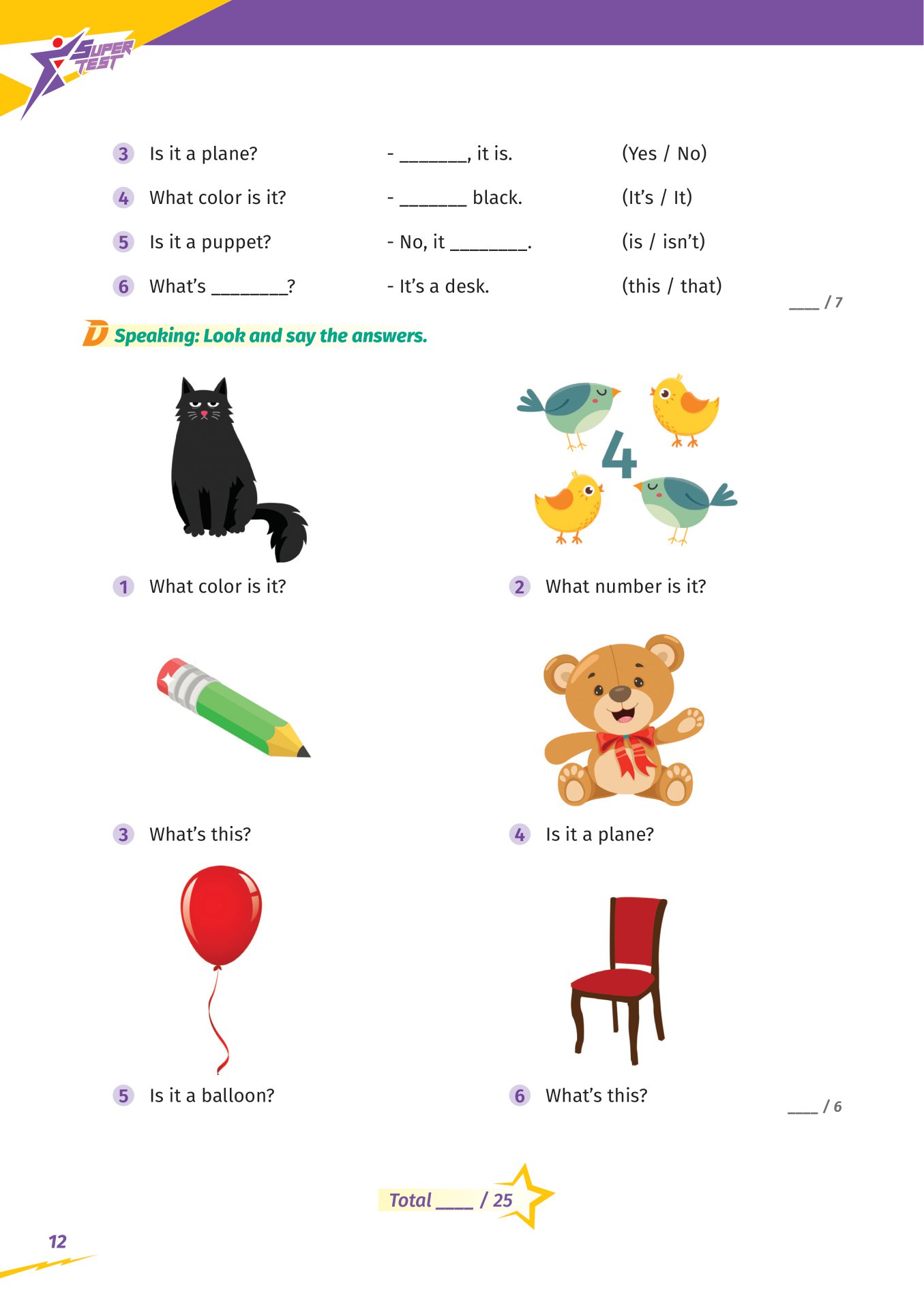 Super Test - Đề Kiểm Tra Nhanh Tiếng Anh Cho Học Sinh Lớp 1_MEGA