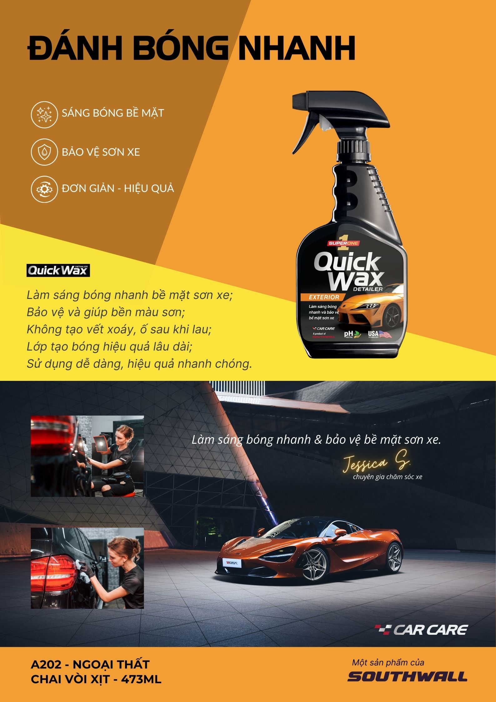 Dung Dịch Đánh Bóng Nhanh Sơn Ô Tô SUPERONE Quick Wax Detailer - Exterior SOUTHWALL A202