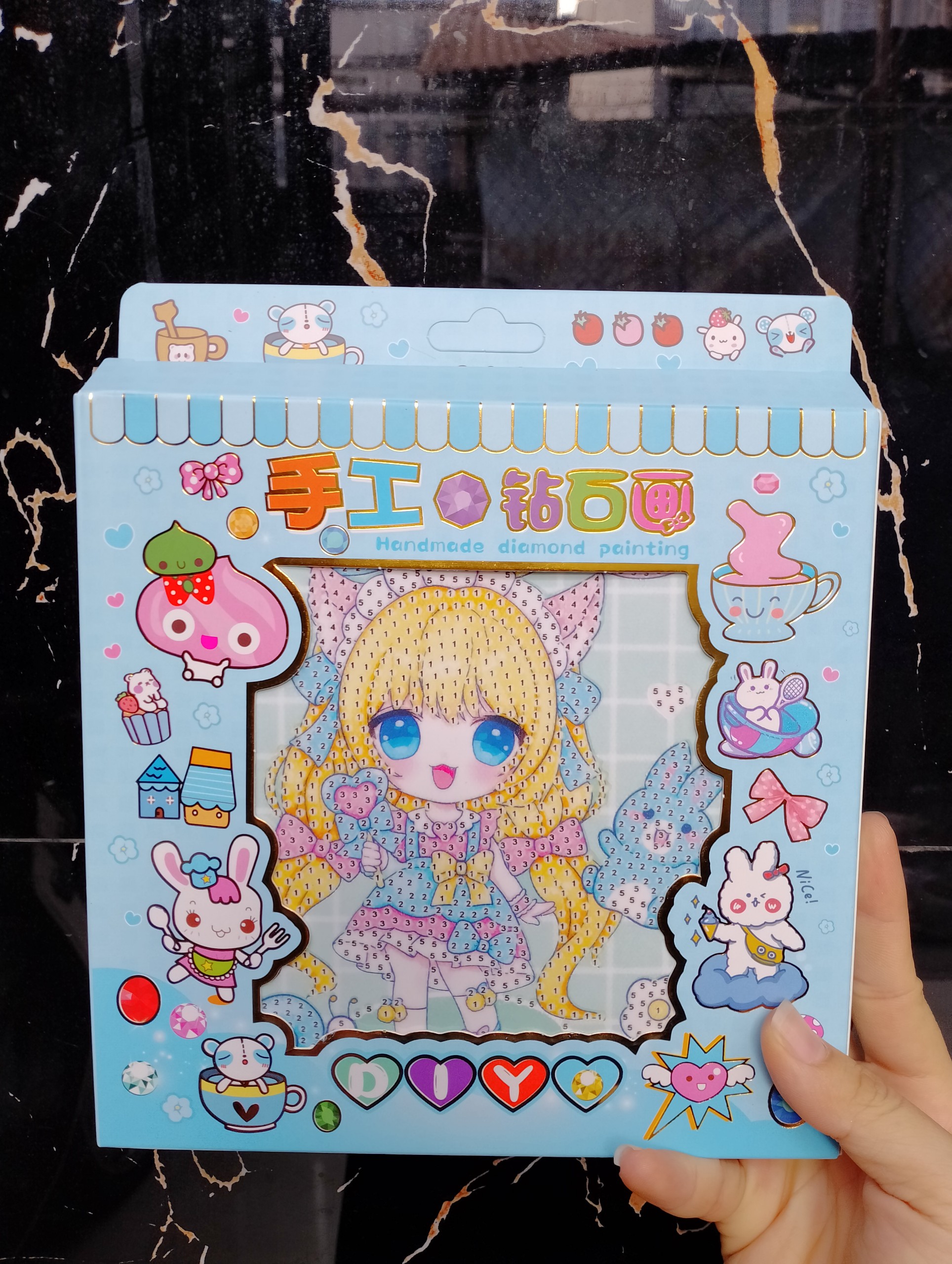 Tranh Đính Đá 5D DIY Hoạt Hình, Tranh Đính Đá Tự Làm, Đồ Chơi Tranh Đính Đá Cho Bé BB57-DinhDa-Khung