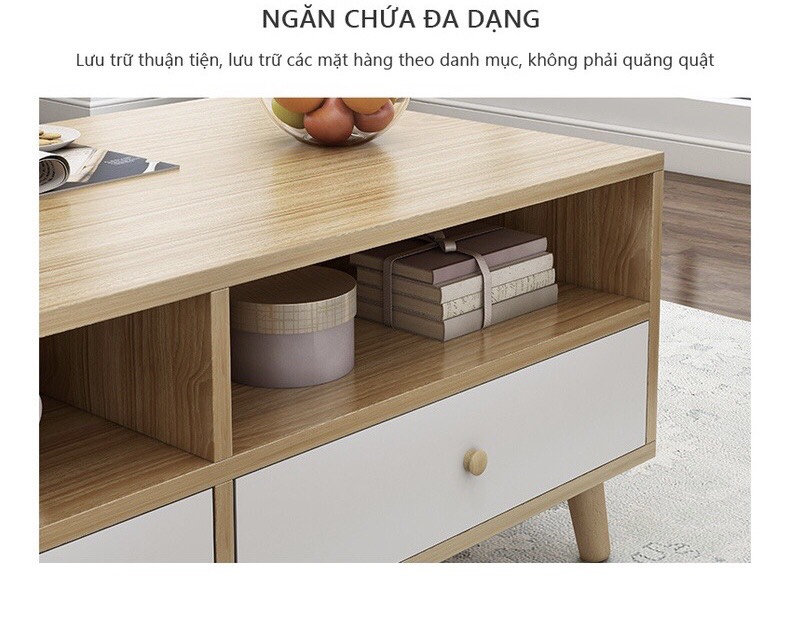 Bàn trà sofa, bàn trà để phong khách lịch sự ngăn kéo phong cách Nordic FNL169.31