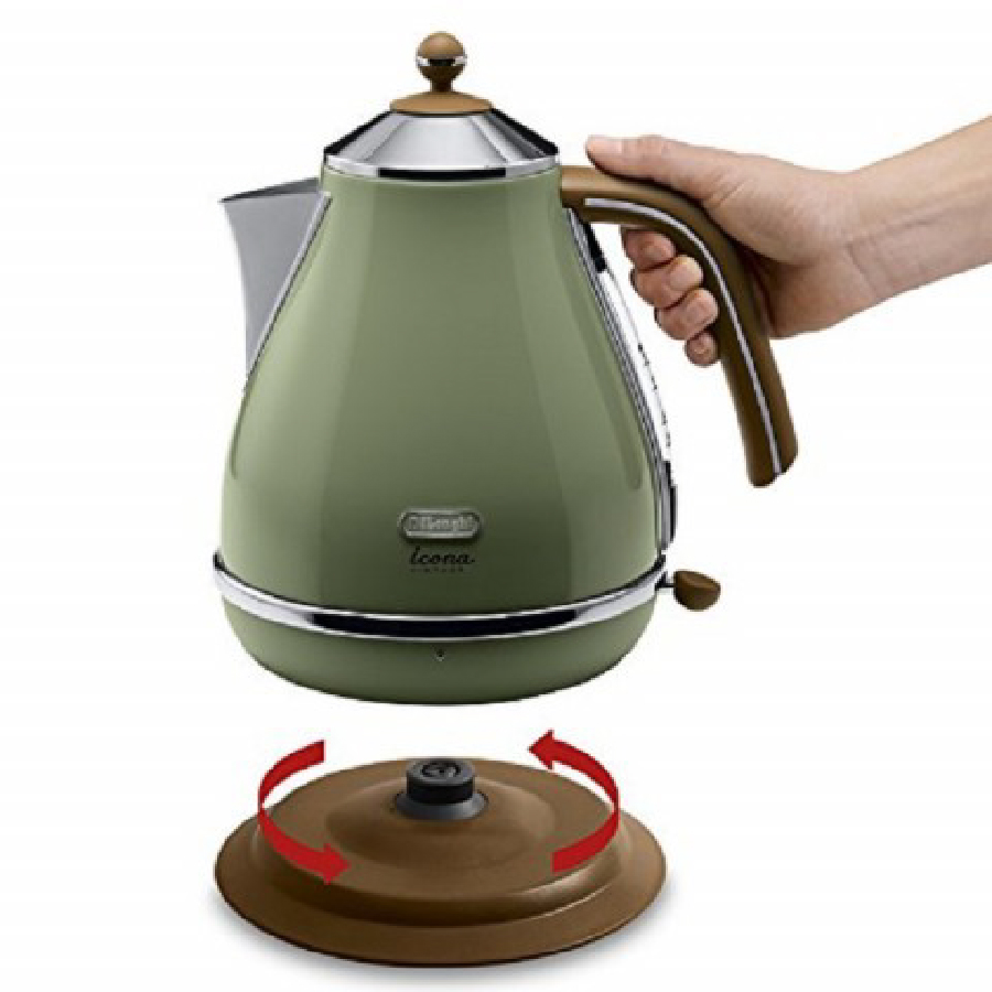 Ấm Siêu Tốc DELONGHI KBOV 2001 GR Cổ Điển Sang Trọng, Nhập Khẩu Đức, Dung Tích 1.7L, Đun Siêu Nhanh Công Suất 2000 W - Hàng Nhập Khẩu