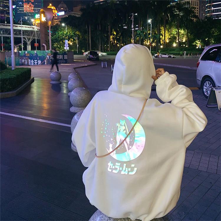 Áo Hoodie Phản Quang 7 màu Nam Nữ Vải Xịn Siêu dầy Thủy Thủ Mặt Trăng