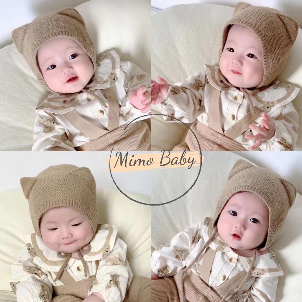 Mũ nón len cột dây tai mèo dễ thương cho bé 5m-2y Mimo baby ML49