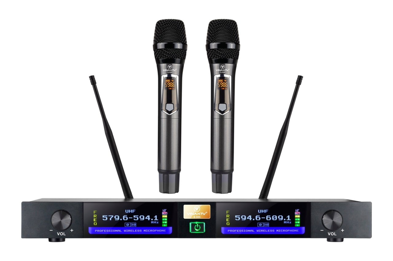 Micro không dây VinaKTV S-500 - Mic hát karaoke chất lượng cao, hát nhẹ, chống hú tốt - Hàng chính hãng