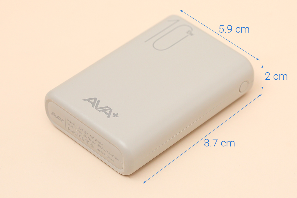 Pin sạc dự phòng Polymer 10.000 mAh AVA+ PJ JP192 - Hàng chính hãng - Xám